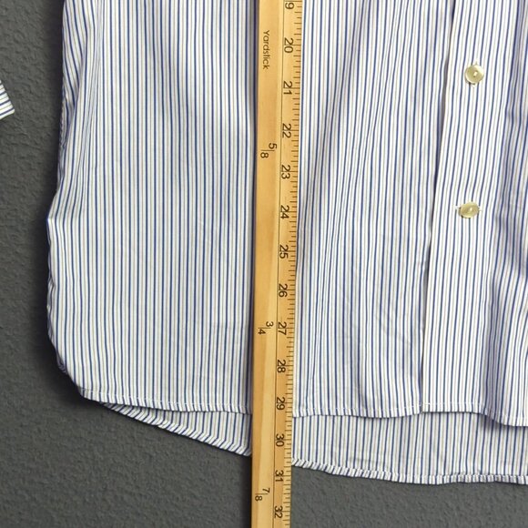 Eton Shirt Mens 16.5 42 Blue Striped Contemporary Cotton Long Sleeve French Cuff - Picture 6 of 10